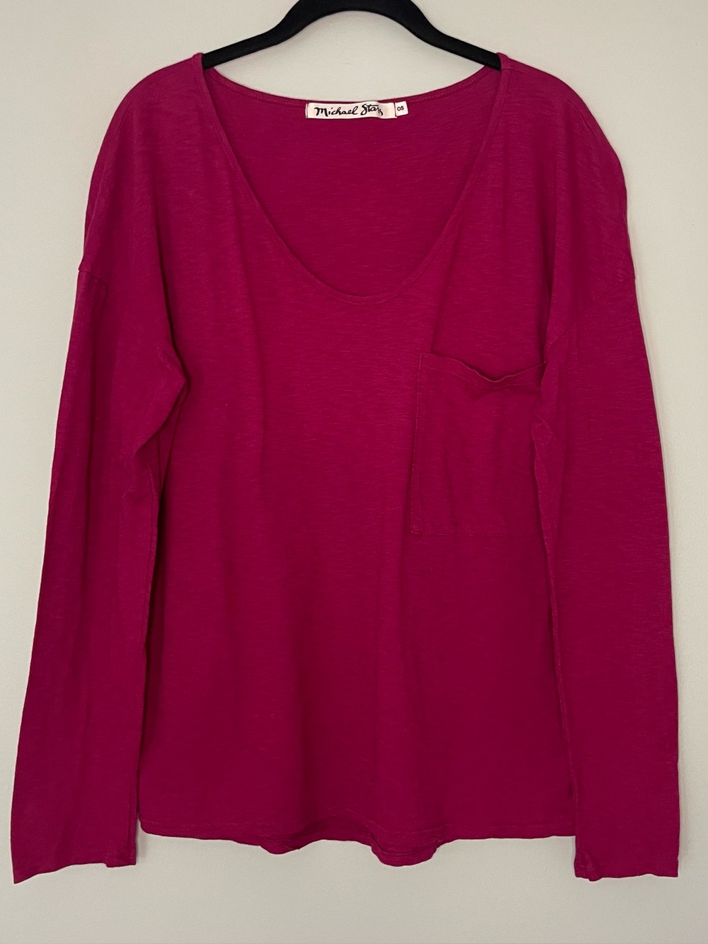 Michael Stars Dark Pink Long Sleeve Supima Cotton Top One Size